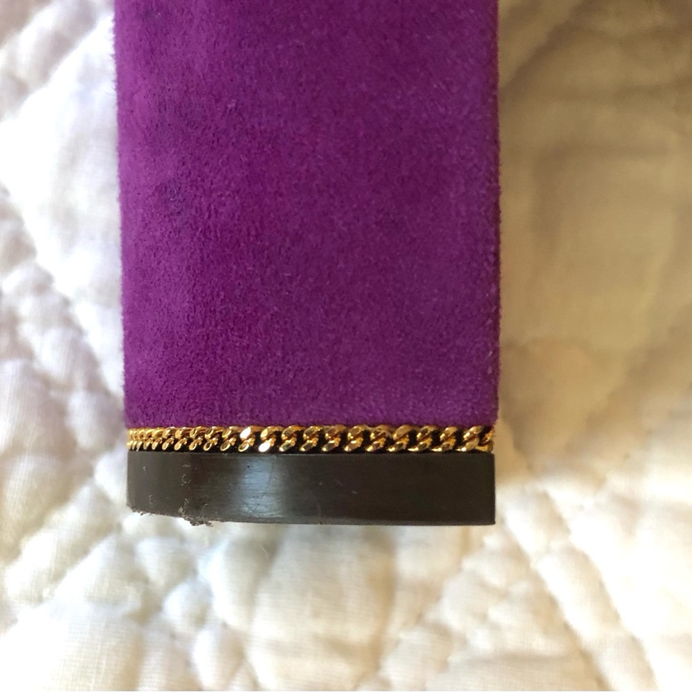 Salvatore Ferragamo Purple Heels with Gold Accents EUC - Picture 8 of 16